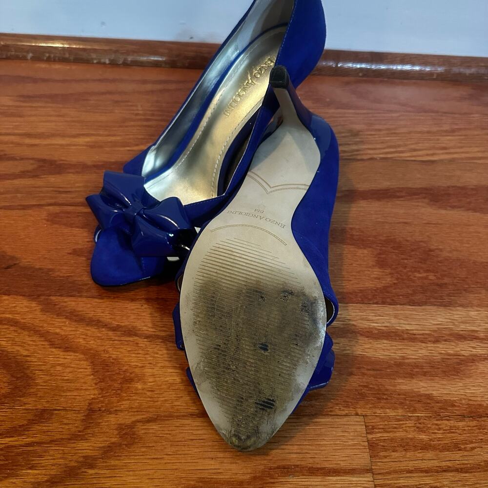 Enzo Angiolini Blue Suede Bow Pumps sz 8 - Picture 8 of 9